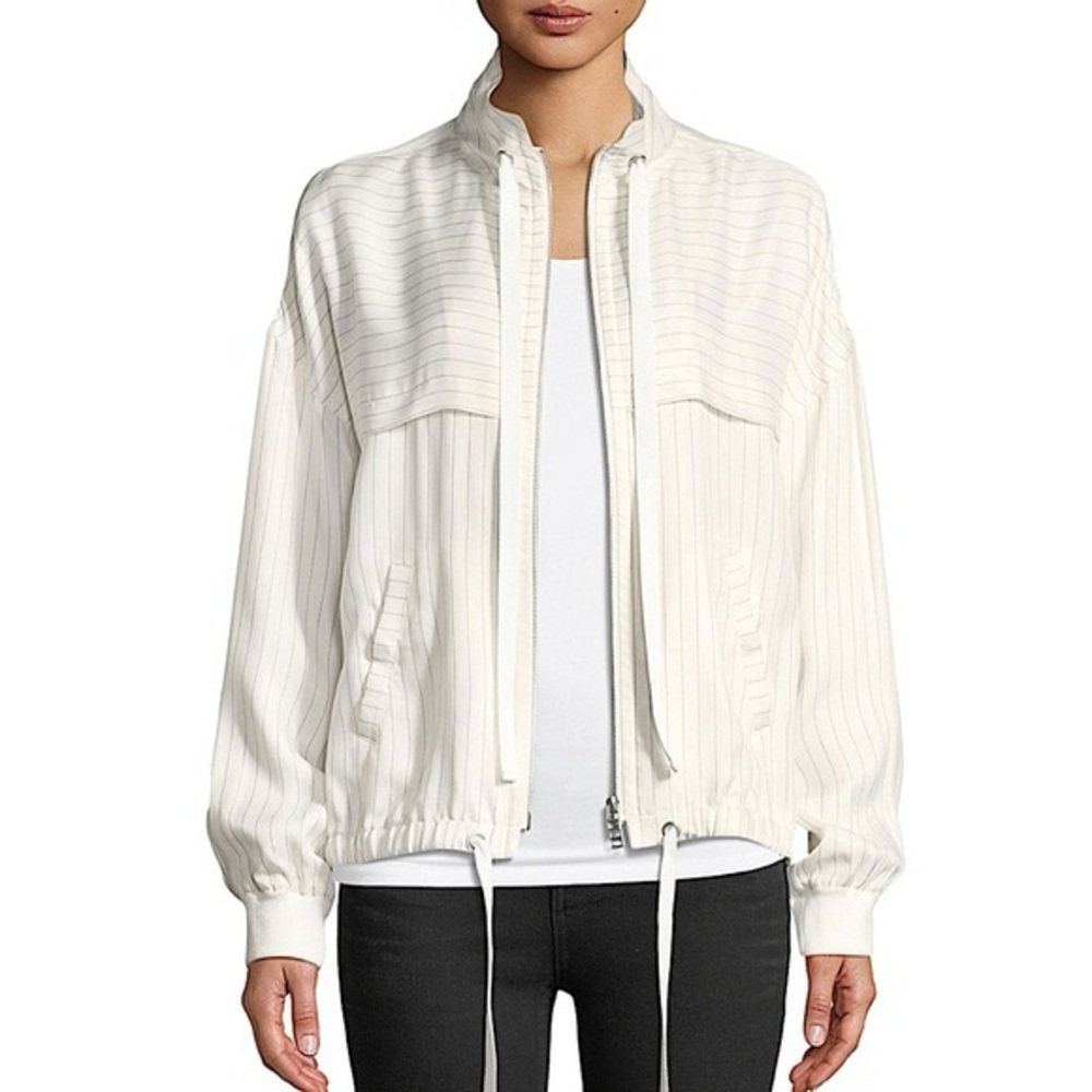 ATM Melillo Pinstripe Zip-Front Bomber Jacket
